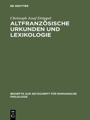 cover image of Altfranzösische Urkunden und Lexikologie